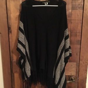 Love Stitch Fringed Poncho